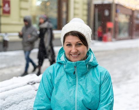 Portrait Of A Woman On Moscow Street In Winter In Russia Stock Photo Image Of Seat