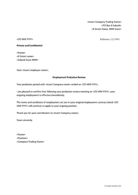 Hle01 Employee Probation Review Successful Letter Template Warehouse