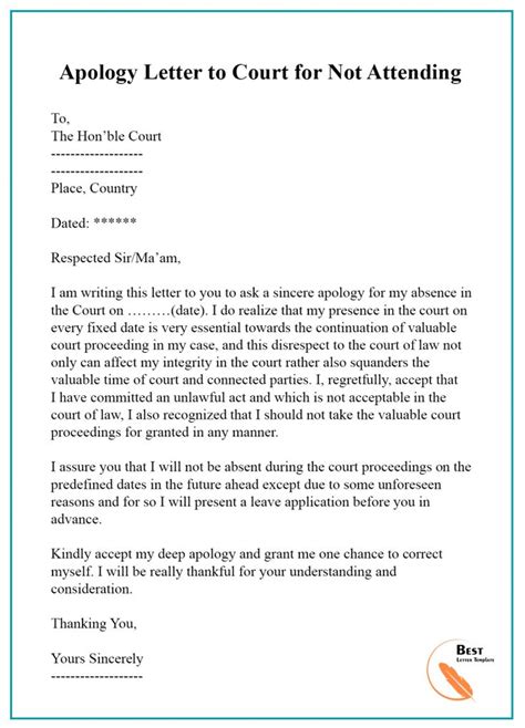 Apology Letter Template To Court