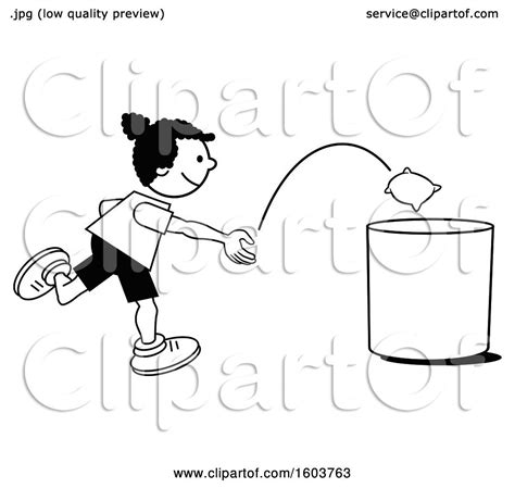 Clipart Of A Black Girl Playing A Bean Bag Toss Game Royalty Free