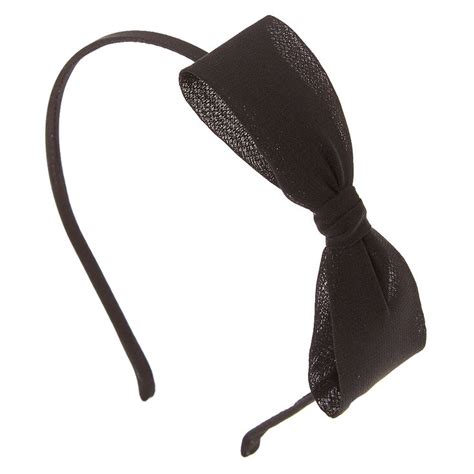 Straight Black Bow Headband Claires Us