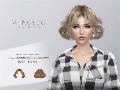 The Sims Resource Wings Es0916 Fluffy Short Curly Hair