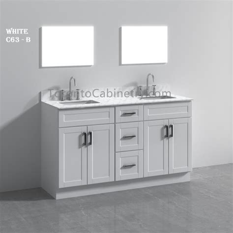 Bathroom vanities are expensive, they usually are not exactly what you need and they certainly don't have a hidden stool! 63" Double Shaker White Solid Wood Bathroom Vanity - 63 ...
