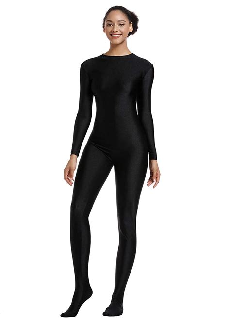 Ovigily Womens Long Sleeve One Piece Unitard Full Body Zentai Costumes Black