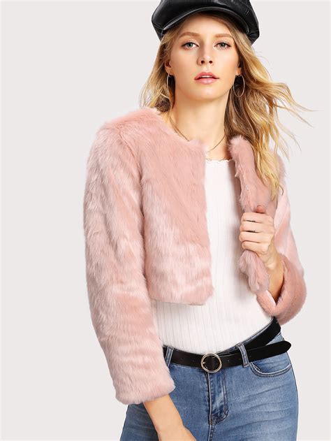 Faux Fur Crop Coat Cropped Faux Fur Coat Cropped Coat Cropped Outfits