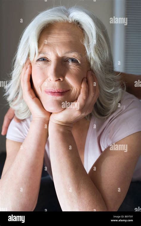 Senior Woman Smiling Portrait Close Up Stock Photo Alamy