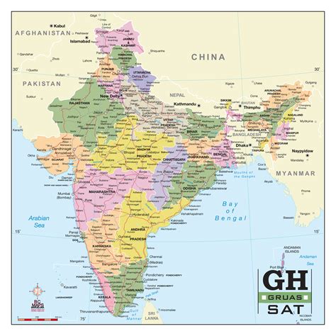 India Mapa Vectorial Editable Eps Illustrator Estructurado Con Capas