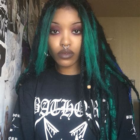 Black Alternative Girl Tumblr Black Metal Girl Afro Goth Grunge Hair