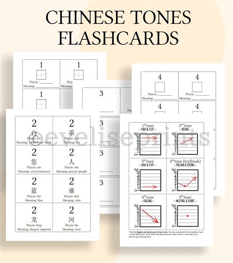 Mandarin Chinese Tones Flashcards Printable Chinese Hanzi Mandarin