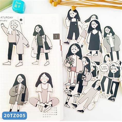 Cute Girl Sticker Packs For Scrapbook Stylish Minimalism