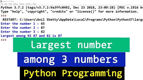 Python Example Program To Find The Largest Among 3 Numbers Entered By