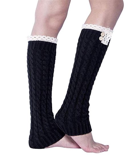 Fasker Women Warm Leg Warmers Winter Knit Ribbed Fashion Long Boot Cuffs Socks Leg Warmers