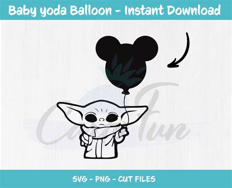 Baby Yoda Balloon Svg Bundle Yoday Starwars Png Files For Etsy