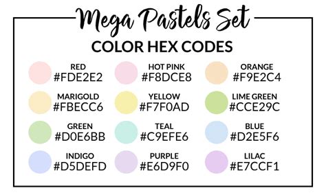 Sticker Set Hex Codes Dpc Digitals Hex Color Palette Hex Color