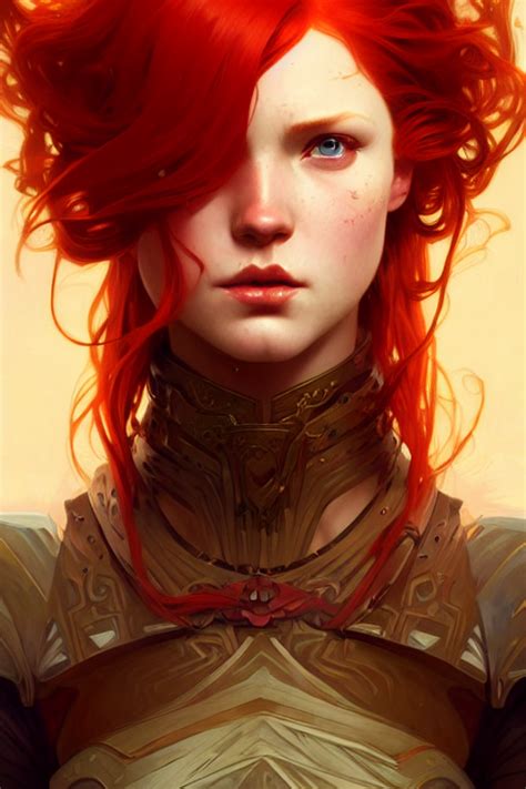 Prompthunt A Beautiful Redhead Warrior Girl Fantasy Portrait Sharp