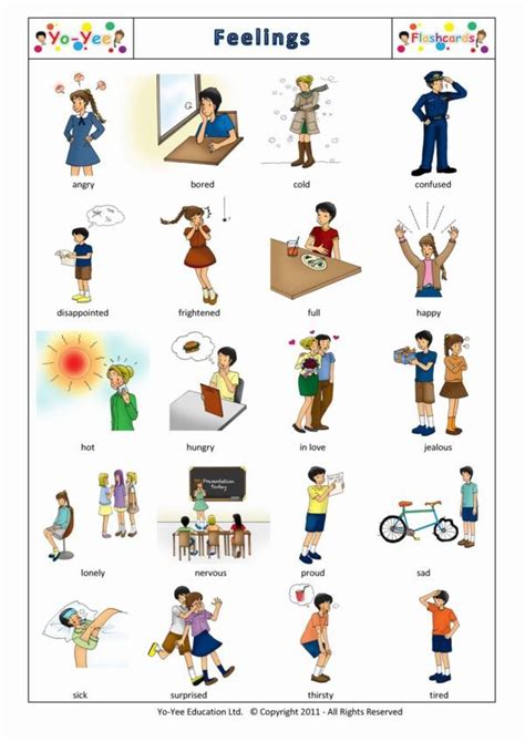 Feelings And Emotions Flashcards For Children 感受