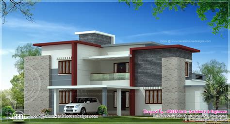 Contemporary Flat Roof House Exterior Home Kerala Plans House Plans 82475