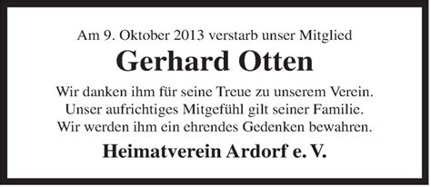 Traueranzeigen Von Gerhard Otten Nordwest Trauer De