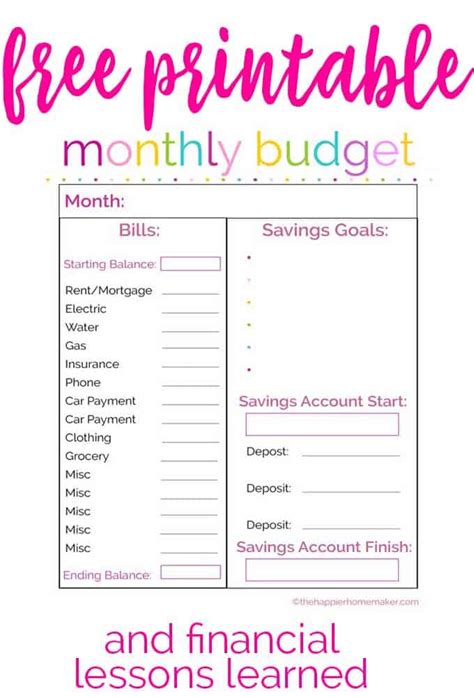 Free Printable Monthly Budget Sheet Stephenson