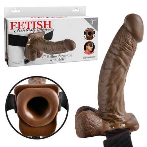 Fetish Fantasy 7 Inches Hollow Strap On With Balls Brown