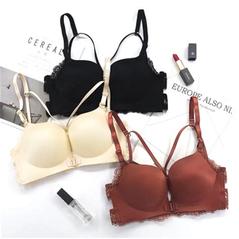 sexy women lace brassiere front closure bra push up seamless comfortable wire free breathable