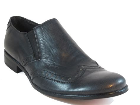 Davinci Mens Slip On Italian Leather Shoes 8404 Black
