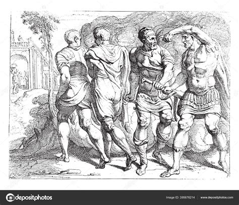 Odysseus Gives His Weapons Eumaeus Odysseus His Son Telemachus Eumaeus Stock Vector Image By