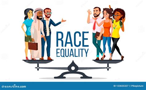 Race Equality Vector Standing On Scales Equal Opportunity Rights