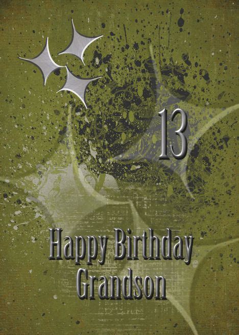 Happy 13th Birthday Grandson Masculine Grunge Stars Card Ad Ad