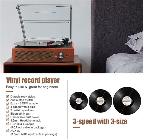 Buy Vinyl Player Bluetooth Turntable Vinyl Record Player With Speakers Turntables For Vinyl