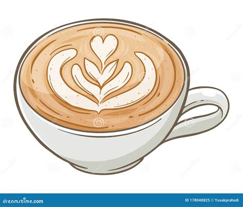 Coffee Latte Art In A Cup Cartoon Vector 178040825