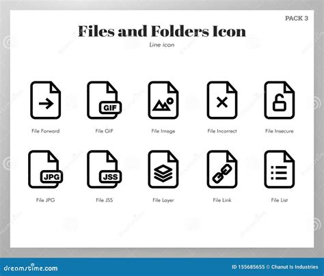 Files And Folders Icons Line Pack Stock Vector Illustration Of