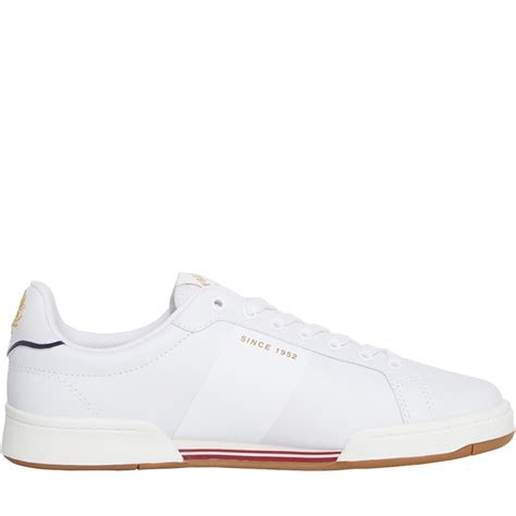 Buy Fred Perry Mens B722 Bonded Leather Trainers White