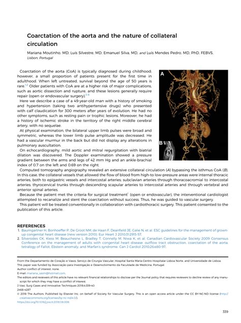 Pdf Coarctation Of The Aorta And The Nature Of Collateral Circulation