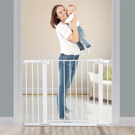 Baby Gate For Stair Extra Widelongtall Baby Gate With Dog Cat Door