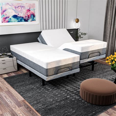 Renanim Split King Massaging Adjustable Bed With Wireless Remote