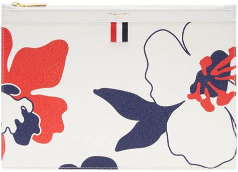 Thom Browne Tricolor Small Floral Outline Tablet Holder Modesens