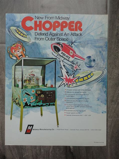 Chopper Arcade Machine Flyer Original Midway Brochure For Sale