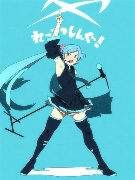 Safebooru Aqua Hair Bad Id Boots Detached Sleeves Hatsune Miku