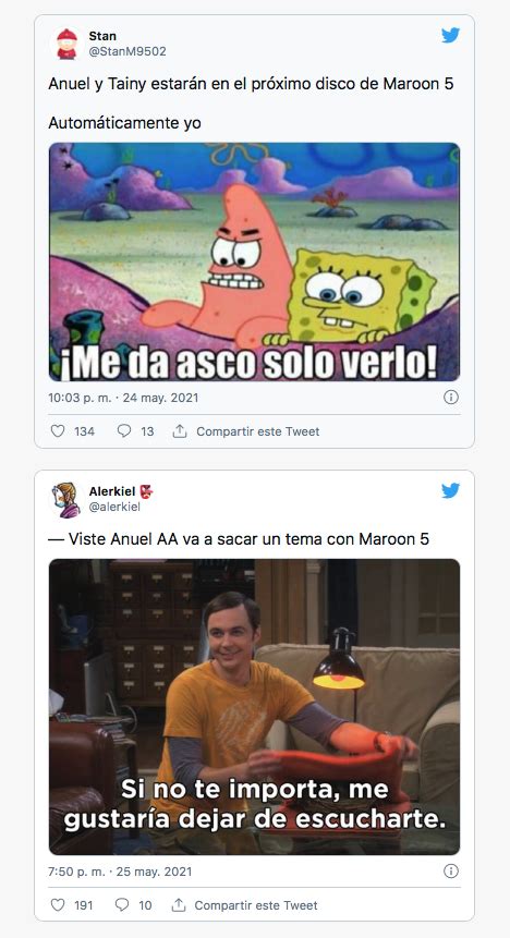 Maroon 5 Anuncia Colaboración Musical Con Anuel Aa Y Desata Memes En