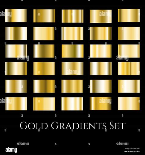 Gold Metal Gradient Set Gradation Design Swatches Collection Stock