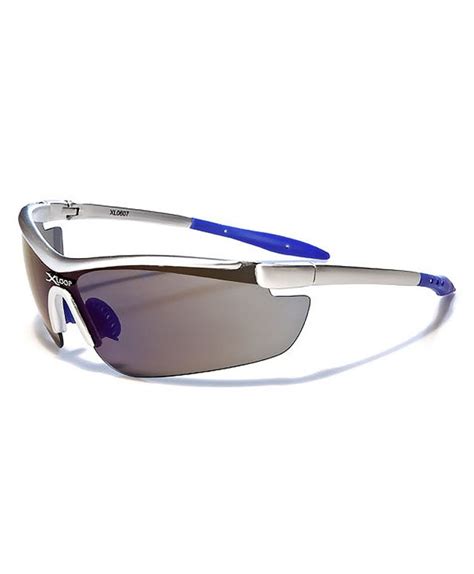 men s semi rimless wrap around sports sunglasses colored lens and frame silver blue co11ar0sfa5