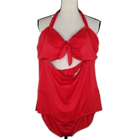 betty paige swim bettie page queen of pinups red keyhole one piece swimsuit size 22w poshmark