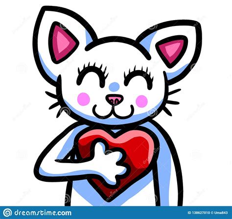 Adorable Cat In Love Stock Illustration Illustration Of Heart 138627010