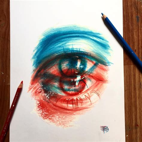 3d Effect Drawing Red And Blue Onelineartdrawingseasy