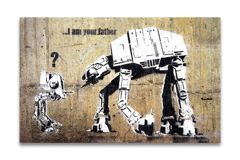 A nem szőtt vászon az oldalain is nyomtatott és a kép hátoldalán. Banksy Kunstdruck - Leinwand mit Keilrahmen - I am your father