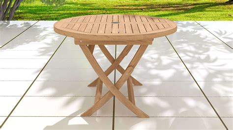 Round Folding Teak Garden Table 10 Year Guarantee Luxury Furniture