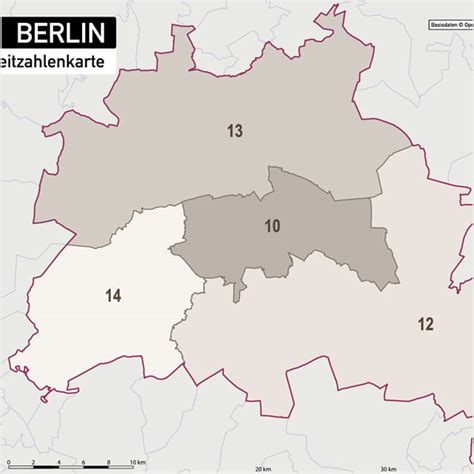 Berlin Karte Postleitzahlen Plz 5 2 Vektorkarte Grebemaps Kartographie