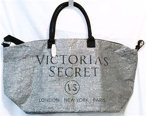 New Victorias Secret Limited Edition Weekender Tote Bag Silver Glitter