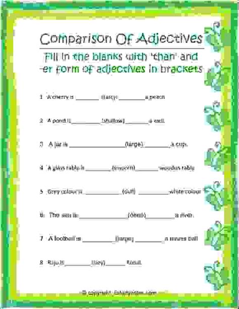 Comparison Of Adjectives Worksheet 2 Estudynotes